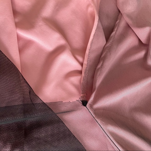 Pink and black one-shoulder asymmetrical formal dress with slit - Picture 6 of 15